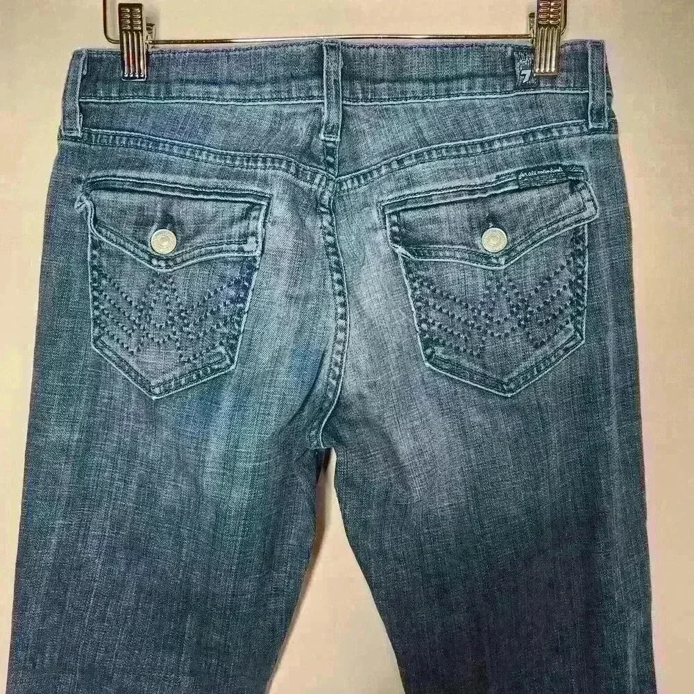 7 for all mankind women's medium wash low rise bootcut jeans size 28 - Picture 5 of 9